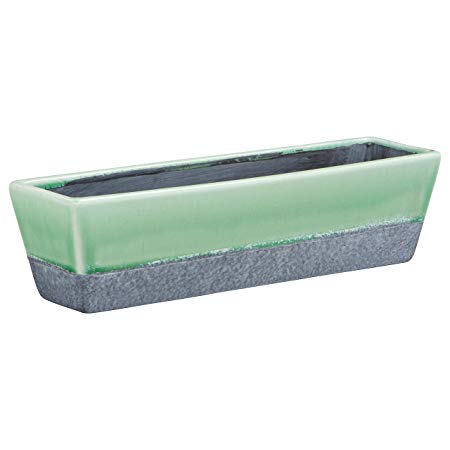 Rivet Modern Ceramic Glazed and Hand-Painted Planter, 3.15"H, Green, Grey