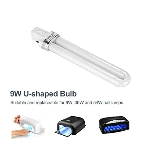 MelodySusie 9W UV Light Bulbs - U-shaped 365nm Lamp Bulb Tube for Replacement 9W 36W 54W UV Gel Nail Dryer