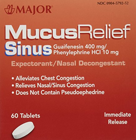 Mucus Relief PE Generic for Mucinex Sinus Congestion Tablets 60 ea.
