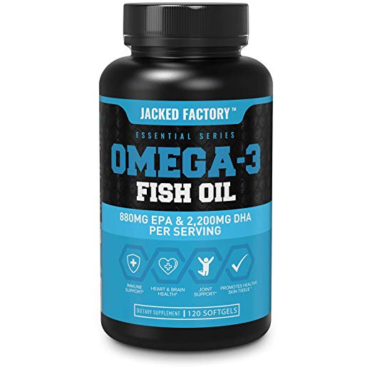 Omega 3 Fish Oil High Potency 3080mg, Enteric Coated Burpless & Non-GMO - Best Omega-3 Fatty Acids w/ 2200mg DHA, 880mg EPA, CLA - Pharmaceutical Grade Omega 3 Supplement - 120 Soft Gel Pills