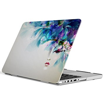 iCasso Macbook Old Retina 13 inch Case Rubber Coated Soft Touch Hard Shell Protective Cover For Macbook Pro 13 Inch Retina (No CD-ROM )Model A1425/A1502 (Leaf Girl)