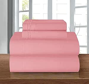 Elegant Comfort Luxury Quality Microfiber 4-Piece 1500 Premium Hotel Sheet Set-Wrinkle Resistant, All Around Elastic Fitted Sheet, Deep Pocket up to 16", Queen,Dusty Rose