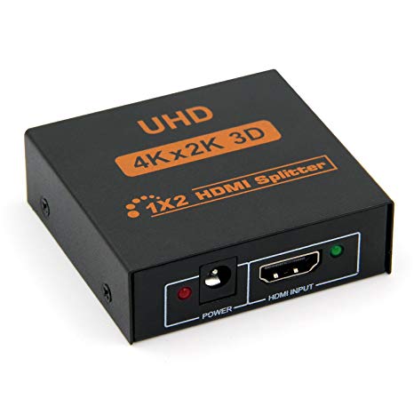 HDMI Splitter 1 in 2 out, Enlody 1 X 2 Splitter Box for Full HD 4K 1080P, Support 3D, 4k x 2k and Ultra HD 3840 x 2160 Resolution for Laptop, Monitor, PC, TV, Projector