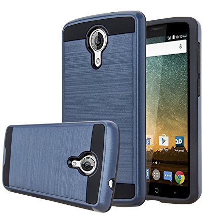 ZTE N817 Case, ZTE Uhura/ Ultra/ Quest Case, Aomax@ Hard Silicone Rubber Hybrid Armor Shockproof Protective Holster Cover Case For ZTE N817 (VLS ARMOR Metal Slate)