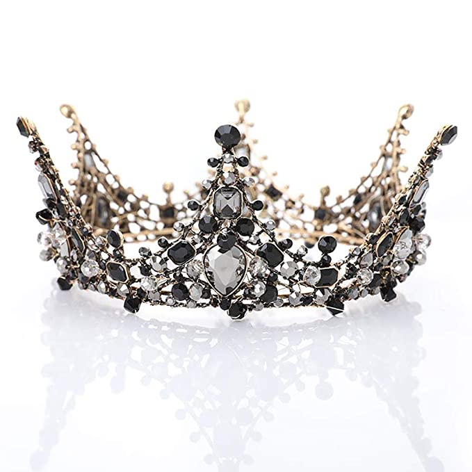 Fdesigner Bride Crowns Baroque Tiaras Black Queen Wedding Hair Accessories Prom Hair Jewelry for Woman and Girls
