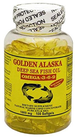 Golden Alaska Deep Sea Omega-3-6-9 Fish Oil 1000mg 100 Softgels