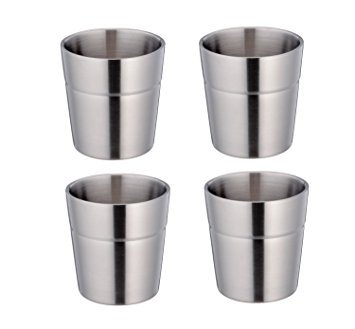 LIANYU Kids Toddler Cup Set of 4, Stainless Steel Double Walled Children Cups, Unbreakable & Safe, Non Toxic & Healthy - Compact Size 6 Oz