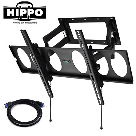 HIPPO™ F58255-1 Premium Dual Articulating Arm  TV Wall Mount Bracket for most 30"-55"（some up to 70"） LED LCD Flat Screen TVs up to 88 lbs, VESA 800500 mm, 10 ft High Speed HDMI Cable Included