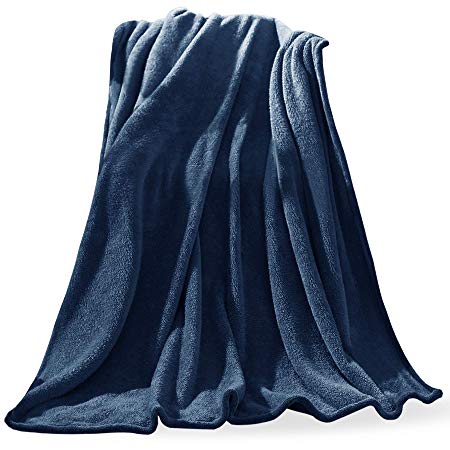 SyMax Coral Flannel Fleece Blanket Microfiber Bed Quilt Super Soft Velvet Blanket Fuzzy Bedspreads Lightweight for Pets(Navy, Twin)