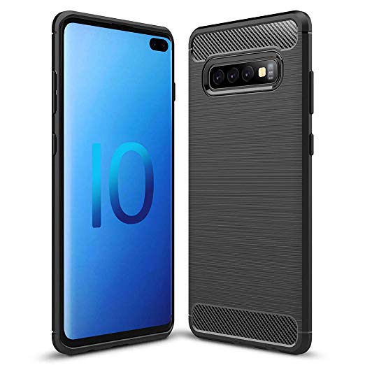 Galaxy S10 Plus Case,[Not fit Galaxy S10] MAIKEZI Soft TPU Brushed Anti-Fingerprint Full-Body Protective Phone Case Cover for Samsung Galaxy S10 Plus/Galaxy S10 (Black Brushed TPU)