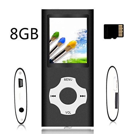 Tomameri - Compact and Portable MP3 / MP4 Player with Rhombic Button ( Including a 8 GB Micro SD Card ) Supporting Photo Viewer, E-Book Reader and Voice Recorder and FM Radio Video Movie (Black)