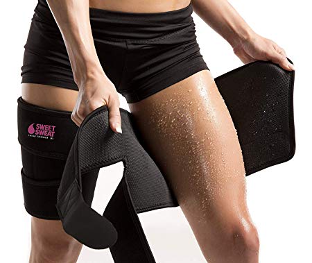 Sports Research Sweet Sweat Thigh Trimmers for Men & Women ~ Increases Heat and Sweat Production to The Thigh Area ~ Includes Mesh Carrying Bag