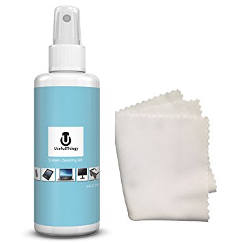Screen Cleaning Kit - Cleaner is Best For Laptop, Eyeglasses, TV, iPhone, iPad, Kindle, Touch Screens - 1 Cleaning Spray 3.4 OZ   1 Microfiber Polishing Cloth - Streak Free