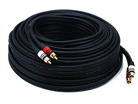 Monoprice 105350 100-Feet 22AWG Premium 2 RCA Plug to 2 RCA Plug Cable - Black