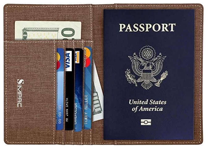 SimpacX Fabric Passport Holder Wallet Cover Case RFID Blocking Travel Wallet