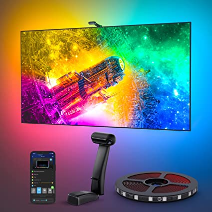 Govee Envisual TV Backlight T2 with Dual Cameras, 11.8ft RGBIC Wi-Fi TV LED Backlights for 55-65 inch TVs, Double TV Light Beads, Adapts to Ultra-Thin TVs, Smart App Control, Music Sync