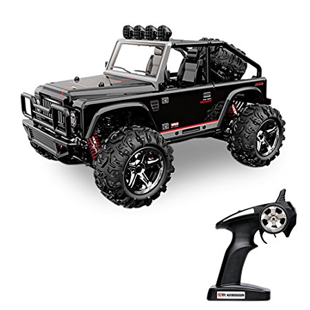 Vatos RC Car Off Road High Speed 4WD 45km/h 1:22 Scale 50M Remote Control 30mins Playing Time 2.4GHz Electric Vehicle with Rechargeable Battery (Charger Included) (Black)