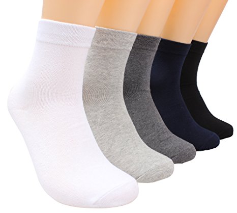 Men’s Cotton 5 Pairs Comfort Dress Socks Solid #Wz-020