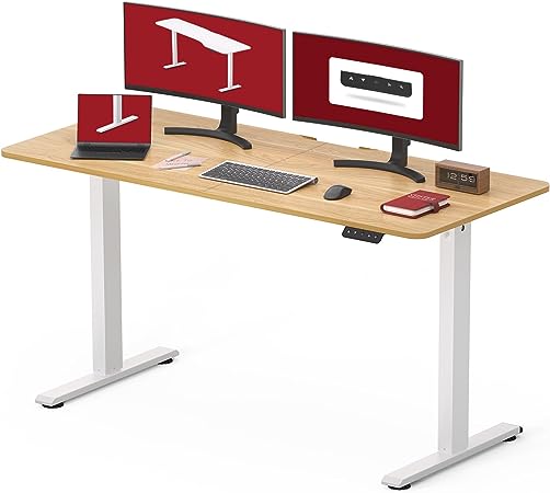 SANODESK QS1 140 x 60 cm Escritorio Elevable Eléctrico con Tablero Escritorio Regulable en Altura Eléctrico Telescópico Bidireccional con Control de Memoria y Tecnología Anticolisión (Blanco Arce)