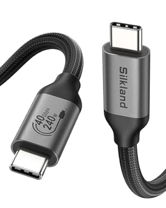 Silkland USB4 Kabel mit Thunderbolt 4 Kabel 3m, 40Gbps Datenkabel, 8K@60Hz 4K@144Hz HDR Videokabel, Schnellladung 240W 5A PD3.1 für MacBook, PSSD, iPad, iPhone 15 Pro, Dockings, USB-C Monitor