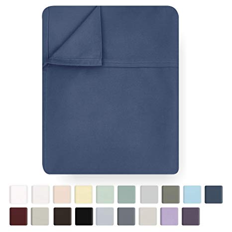 California Design Den Flat Top Sheet Only - King Size Indigo Batik Color 400-Thread-Count Luxury Soft 100% Cotton Sateen Weave Bedding - Best Hotel Quality Cool Flat Sheet
