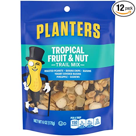 Planters Tropical Fruit & Nuts Trail Mix, 6 Ounce (Pack of 12)