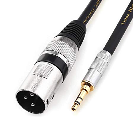 TISINO 1/8 Inch TRS Stereo to XLR Male Unbalanced Cable 3.5mm Mini Jack to XLR Cord -5ft/1.5m