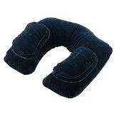 Onster Unshaped Inflatable Pillow Velvet Air Flight Travel Pillow Car Pillow U Pillow Neck Pillow Compact Cushion for Head Neck Rest in Car in Plane or At Homedark Blue