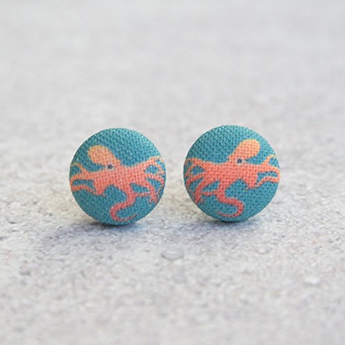 Octopus Fabric Button Earrings