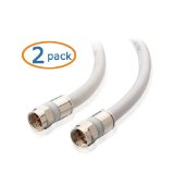 Cable Matters 2-Pack CL2 In-Wall Rated CM Quad Shielded RG6 Coaxial Patch Cable in White 50 Feet