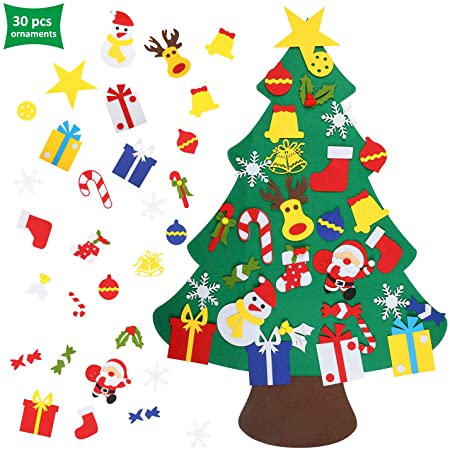 EKKONG Felt Christmas Tree Wall Hanging Decoration 30Pcs Ornaments for Kids Xmas DIY Home Door Wall Decoration