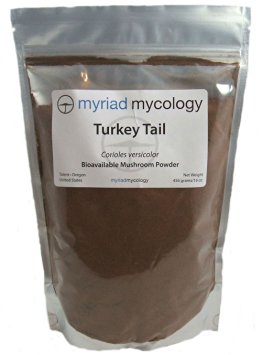 Myriad Mycology Turkey Tail Mushroom Powder 16oz or 1lb, Made in USA / Yun Zhi, 456g