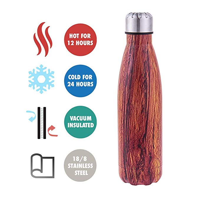 olyee 17oz Vacuum Insulated Water Bottle 500ml Double Wall Stainless Steel Bottle Leak Proof Hot & Cold Sports Drinks Bottle for Camping Cycling