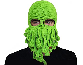 GIANCOMICS Funny Tentacle Octopus Beanie Crochet Knit Beard Hat Fisher Cap Wind Ski Mask
