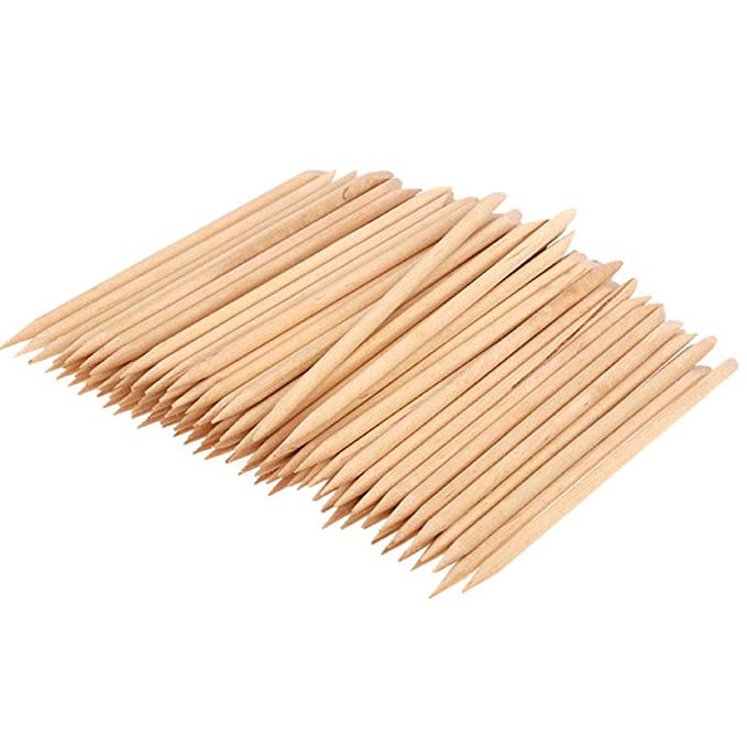 200 Pcs Wood Sticks 4.3 Inch Double Sided Cuticle Pusher Remover Manicure Pedicure Care Tool for Nail Art Supplies