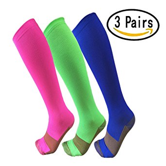 Copper Compression Socks For Men & Women(3 Pairs)- Best For Running,Athletic,Medical,Pregnancy and Travel -15-20mmHg