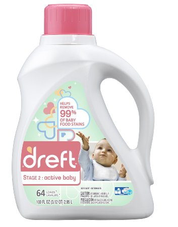 Dreft Stage 2: Active Baby Liquid Laundry Detergent (HE), 100 oz, 64 loads