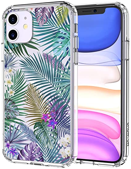 MOSNOVO iPhone 11 Case, Tropical Palm Tree Leaves Pattern Clear Design Transparent Plastic Hard Back Case with TPU Bumper Protective Case Cover for Apple iPhone 11 (2019)