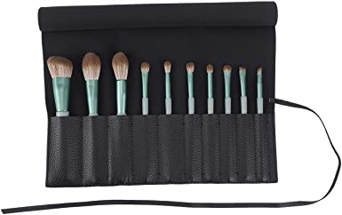 Makeup Brush Holder Organizer Brushes Rolling Case Pouch Holder Cosmetic Bag for Travel Portable Brushes Rolling Bag Brush Storage Pouch Case PU Leather with Belt Strap