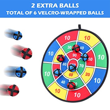 Fabric & Velcro Dart Board Game with 6 Velcro Balls | Large - 14.5 Inches (37 cm) Diameter | Safe for Kids