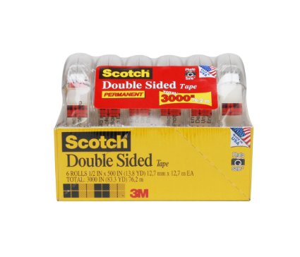 Scotch Double Sided Tape, 1/2 x 500 Inches, 6 Dispensers/Pack (6137H-2PC-MP)