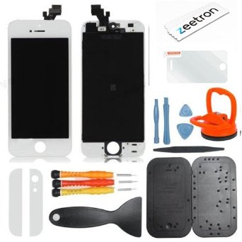 Zeetron Screen Replacement   Back Glass Color Swap Color Conversion for Iphone 5 Do It Yourself Kit (White)