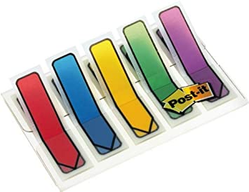 Post-it® Index Arrows - 5 Colours - 20 of Each Colour - Clear Dispenser - 12mm