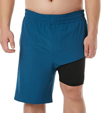 BRISIRA Big and Tall Swim Trunks Men Swim Shorts Quick Dry Plus Size Beach Shorts Compression Liner Pocket 1X-6X