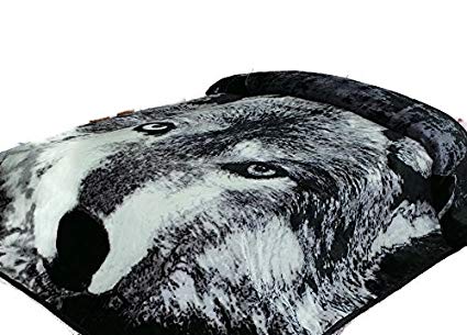 Wolf Throw Animal Blanket,3.5 Pounds,ultra Plush Korean Comfy, Safari Mink, Warm