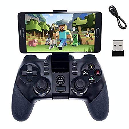 2.4G Wireless Bluetooth Android Game Controller，BRHE Mobile Gaming Controller Wired Gamepad for Android Phone, PS3, Tablet, PC Windows 7/8/10, Samsung Gear VR, SmartTV/TV Box – Black