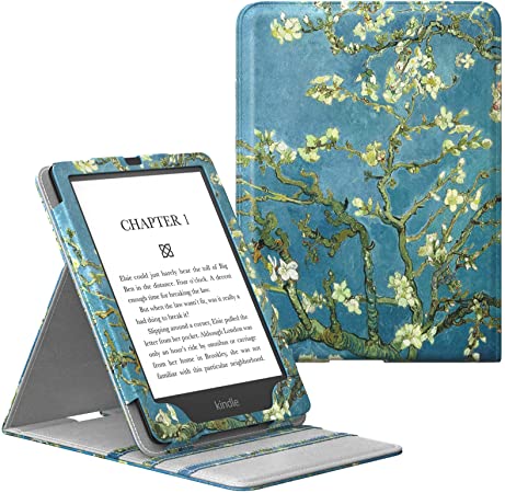 MoKo Case for 6.8" Kindle Paperwhite (11th Generation-2021) and Kindle Paperwhite Signature Edition, Premium Vertical Flip Cover with Auto Wake/Sleep for Kindle Paperwhite 2021, Almond Blossom