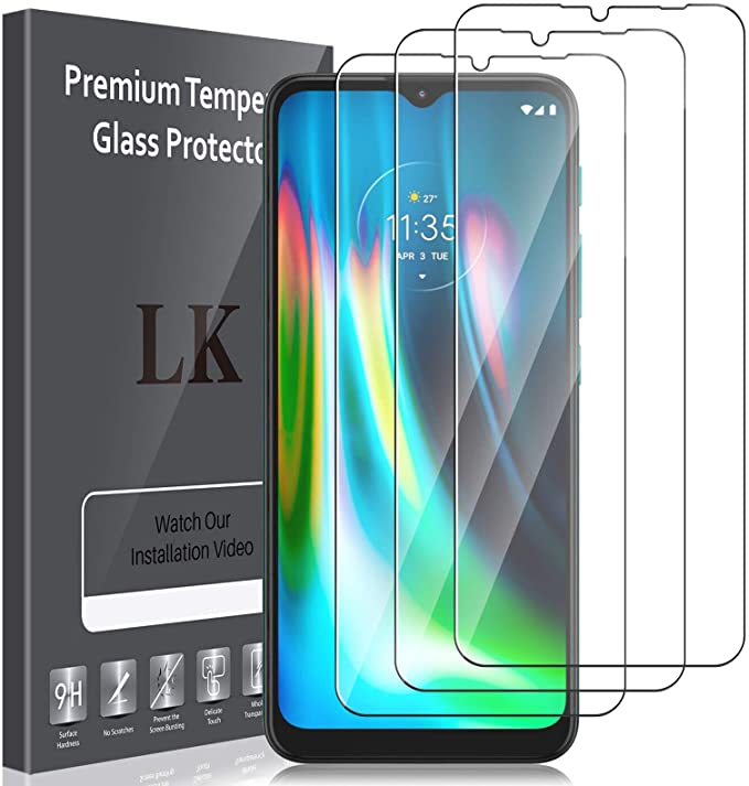 LK 3 Pack Screen Protector Compatible with Motorola Moto G9 Play/Moto G10 / Moto G10 Power/Moto G20/Moto G30 / Moto E7 Power, Tempered Glass, Case Friendly, Double Defence, 3D Touch