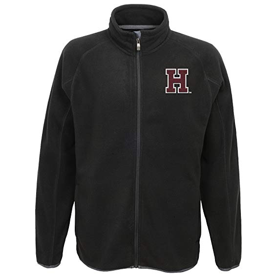 Outerstuff NCAA Harvard Crimson Men's Scrimmage Polar Fleece Full Zip Jacket, Black, Men's Medium