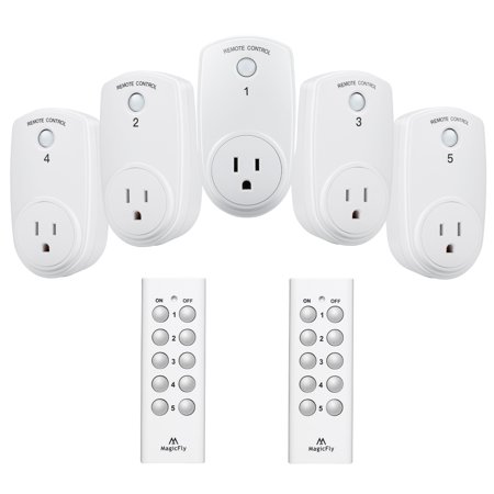 Remote Control Outlet Wireless Light Switch 100 FT Range 5 Outlets